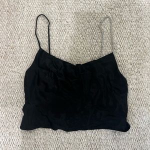 Zara Black Silk Cropped Tank Top